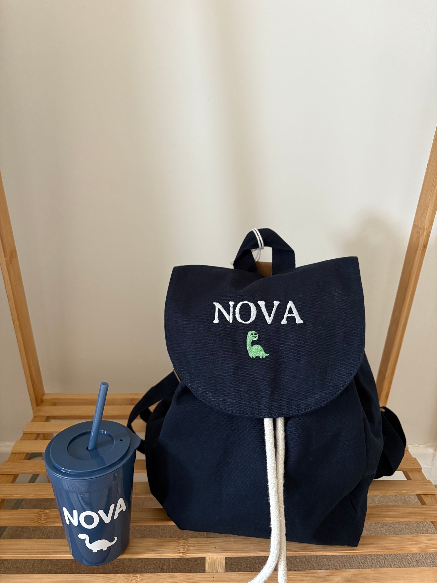 NAVY PERSONALISED ORGANIC COTTON BACKPACK