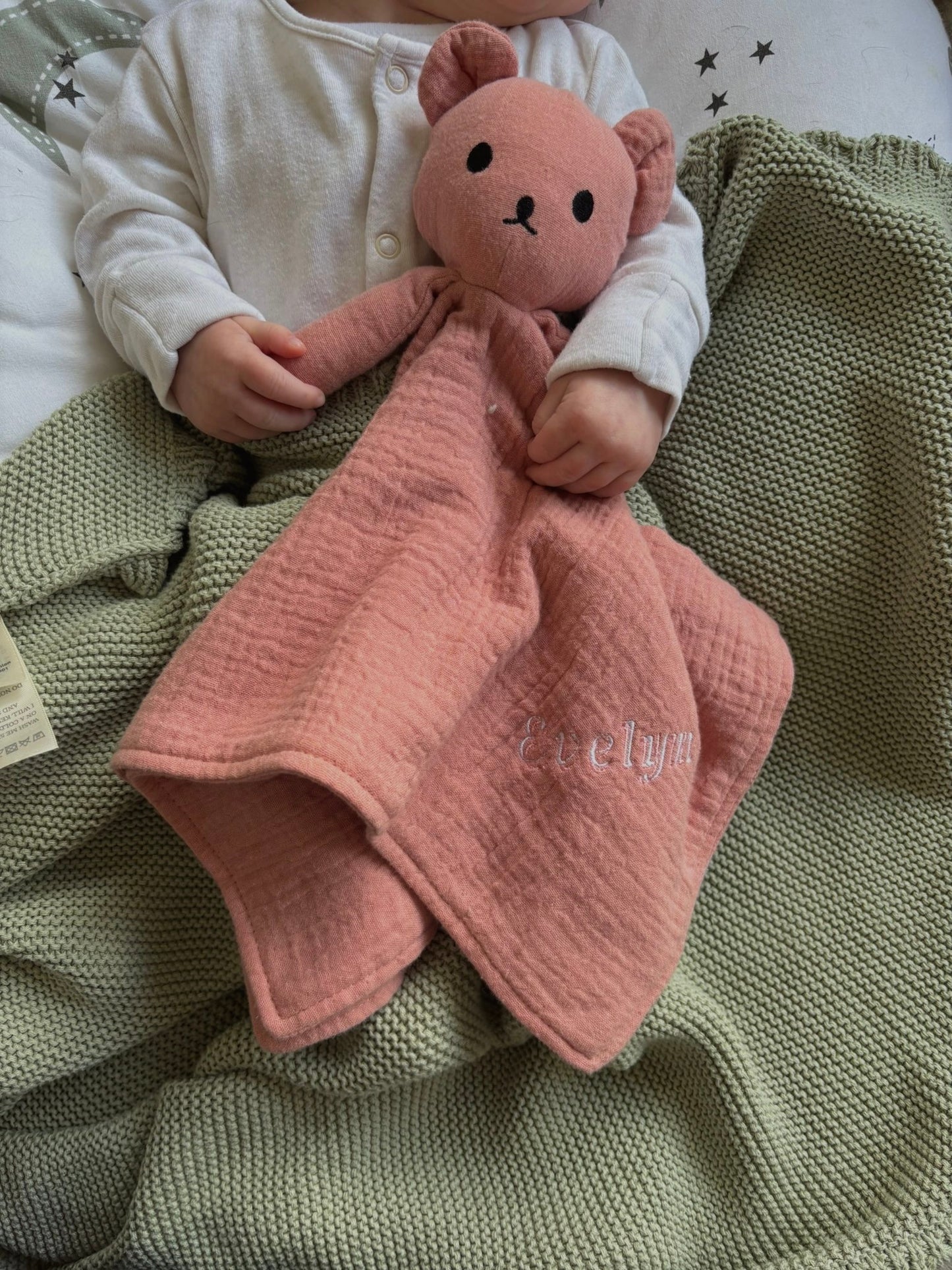 Personalised organic cotton baby comforter