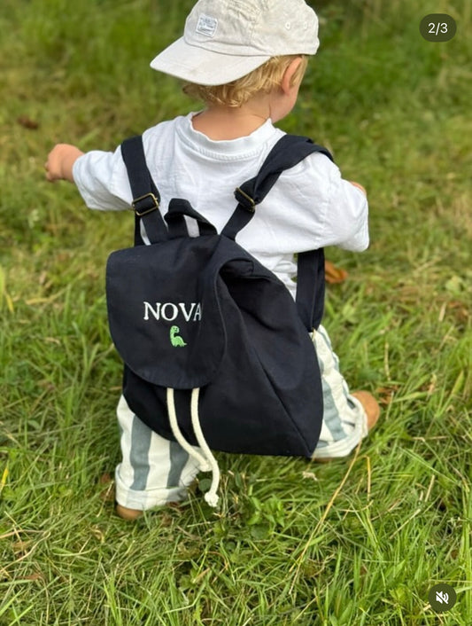 NAVY PERSONALISED ORGANIC COTTON BACKPACK